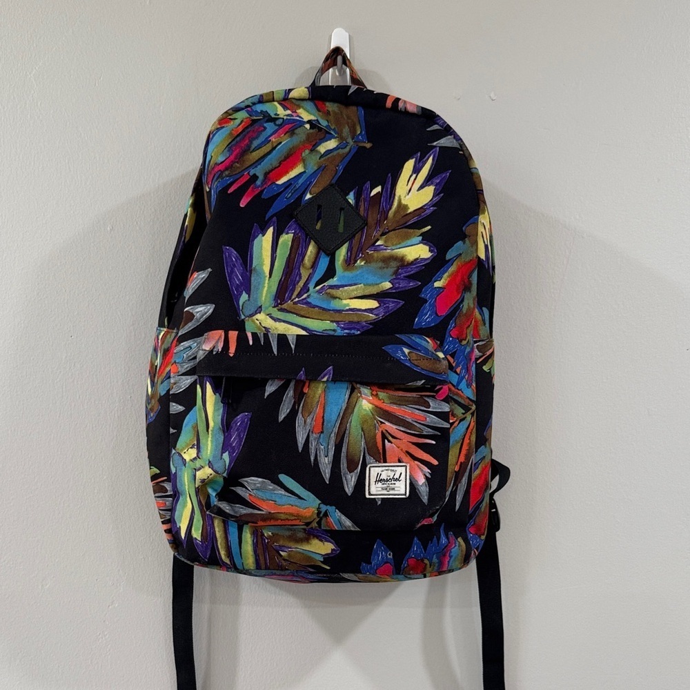 Herschel Supply Company Kids Backpack - Black with Multicolor Leaf Print